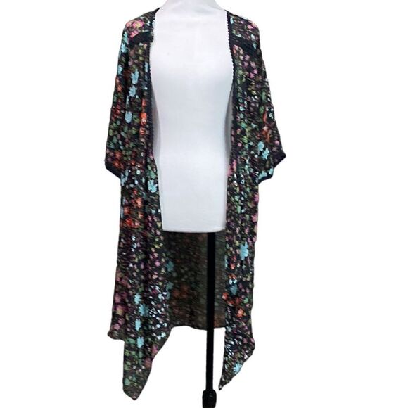 Emory Park Floral Kimono Shawl Open Front Cardigan - Picture 1 of 11
